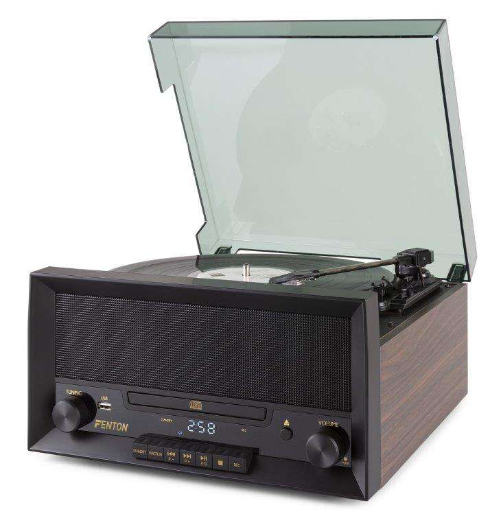 Fenton RP135W Retro Plattenspieler mit CD, USB, Bluetooth